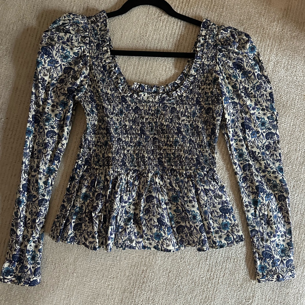 Alix Of Bohemia Blue And White Floral Blouse